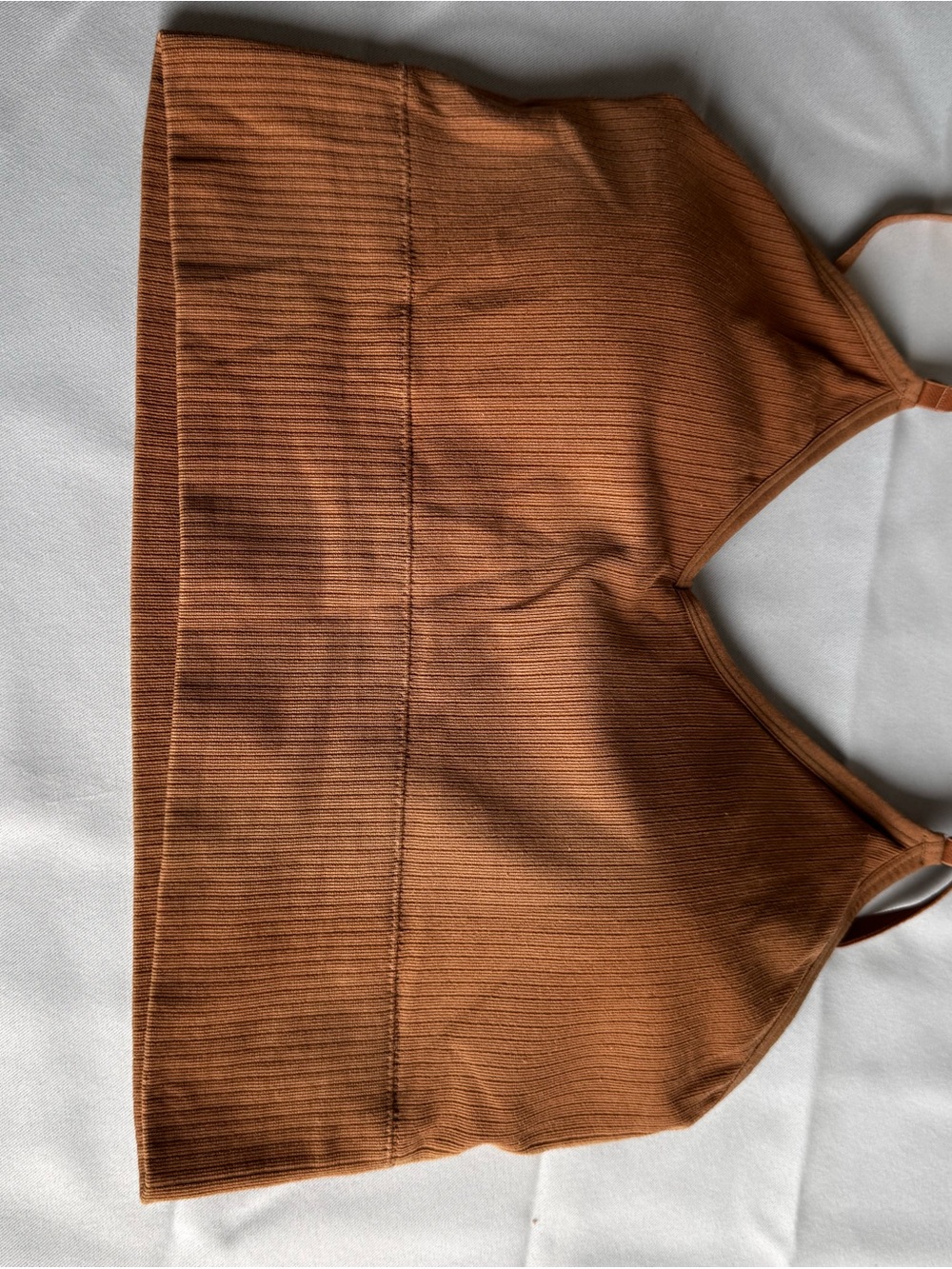 Auden Ribbed Bandeau Bralette in Rust